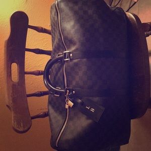 Black Louis Vuitton Leather Duffle Bag